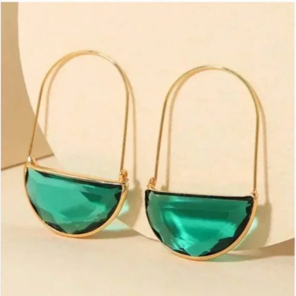 ⭐️✨ FREE Lock Charm Geo Crystal Like Boho Peasant Hipster Hippie Art Earrings
